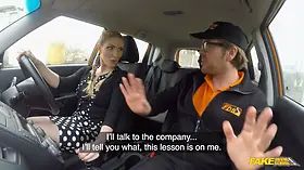 Georgie Lyall fully naked in a learner car and having porn - faux driving school