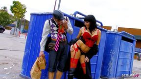 black hair cougar wife pick up nerd boy on street when her husband is away for cheating anal sex