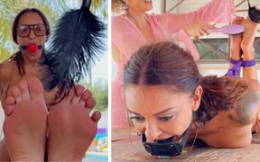 Tickle and Tie Deal. Princess Lola Ball Gags and Penis Gags Lola Lu on a Strict Hogtie