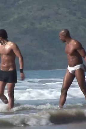 Muscle Adons Black and White Hard Fuck on the Beach
