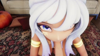 Hentai Vtuber Elfie Love gives you blow job &amp; lets you cum on her face POV (3D / VRCHAT / MMD)