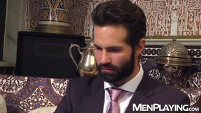 Bearded businessman Dani Robles bends over for anal by Kayden Gray