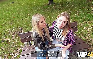 VIP4K. Naughty blonde lesbian didn't see a problem to fuck on a job interview in front of her girlfr