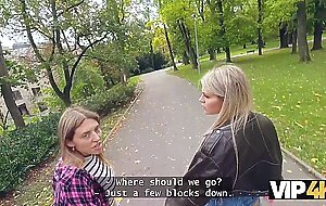 VIP4K. Naughty blonde lesbian didn't see a problem to fuck on a job interview in front of her girlfr