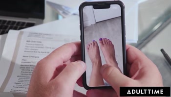 ADULT TIME - Pervert Lilith Grace Uses Stepmom's Phone To Tease New Stepdad With Feet & Dildo Videos