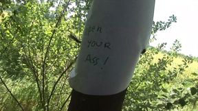 Claudia Rossi plays perverted games with a masked man in the woods