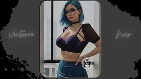 AI: Vibrant blue hair and dark glasses DOMINATRIX - Part 8 - Waifu Models #003