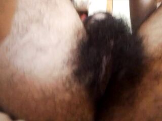 Bushy moist vagina sex tool play