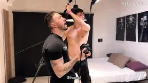 Nervous handsome guy tries double vaginal with two big cocks