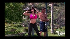 Big-tit brunette cougar rides her yoga instructor'_s hard cock