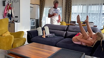 beautiful girl masturbates with new toys at home on camera and sucks boyfriend&#039_s dick