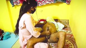 Asian Indian Desi New Couple Sanjana Majid Hardcore Making Love and Best Fucking Sweety Bhabhi sex with Blinkit Delivery Boy,