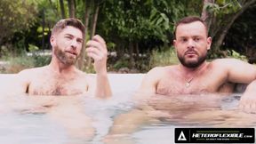 Heteroflexible Peter And Matt Shake Their Asses In The Hot Tub Jerking Off Until Cum Drips