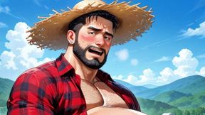 Sensual Photoshoot Featuring Pregnant Ftm Farmers Glistening with Oil in a Field. Bara Hentai Animation.
