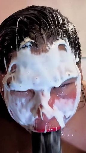 As I Swallow Your Cock, My Mouth Gets Wet and Semen Explodes on My Face