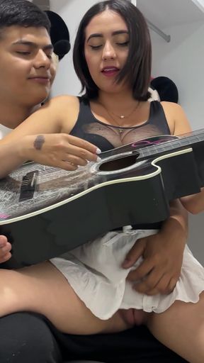 My 18-year-old stepsister asks me to teach her how to play guitar and we end up having a hard fuck.   Clip 1