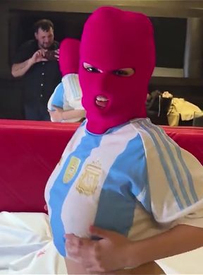 Argentina Using the Jersey to Show She's the Best at Sucking Dicks and Fucking Like Crazy, This Girl Fucks Like Crazy