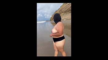 How nice - chubby Mexican girl strips naked on the beach