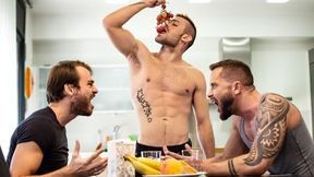 Max Adonis and Ricky Blue fuck sneakily in the kitchen