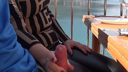 Busty Slut Plays with Dick in Public Eatery