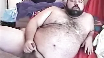 Hairy Bear Daddy Jerks Off and Cums on Webcam