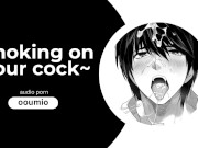 choking on dick then jerking off on top of him (audio porn)