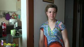 Granny chubby enjoying strapon with teen 18+