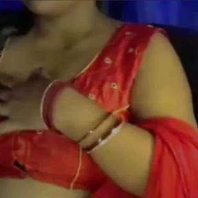 Desi Hot Bhabhi Is Touching Boobs in Bra by Opening Cloth for Self Sex.