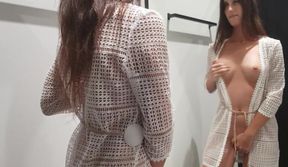 Fitting Room Cam: Brunette Babe Undresses