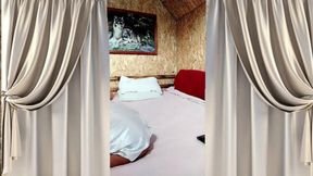 Hot Housewife Lukerya Is Flirting with Fans While Sitting in Bed with Her Morning Tea.