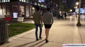 Slim Latin bottom sucks off and rides unsaddled cock