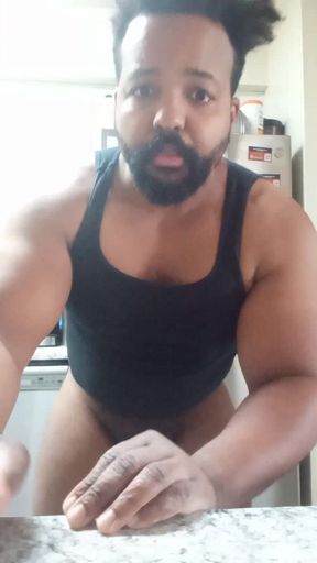 Thick Bear Beats His Dick and Cums on Himself