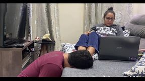 Kiffa Ignores Foot Slave While He Licks Worship Her Feet