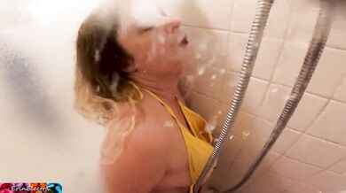 Stepmom shares a shower with stepson