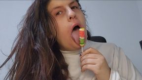 Lollipop Sucking & Licking - Sensual Mouth Play Chubby Latina