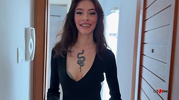 Hot skinny girl offers anal to step-daddy
