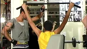 Nasty Double Penetration In A Hot Gym Anal Pounding Threesome