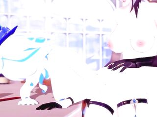 Arlecchino bangs her Wife, Furina - Genshin Impact Shemale hentai