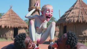 Albino Slave Girl Foot Worship in African Tribe - Intense Licking