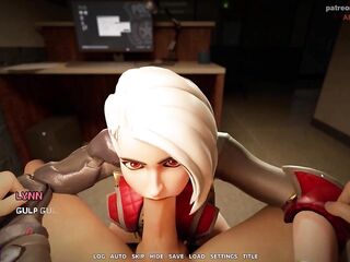 Light haired woman sucks my vertical schlong and makes me cum on her biggest firm butt - Comics Games P1