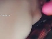 Goth slut pushes dildo out of her pussy and sucks it