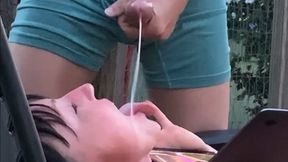 Pee pee on my cum covered face , Mark me