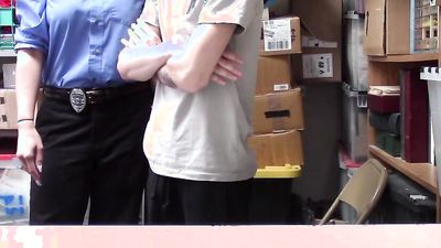 Female security guard catches a thief in her store