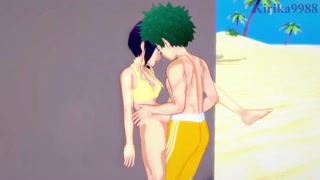 Kyoka Jiro and Izuku Midoriya have intense sex on the beach. - My Hero Academia Hentai