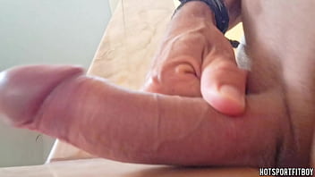 HotSportFitBoy Risky Corridor Thrill: Big Hard Cock Masturbation with Almost Caught Cumshot