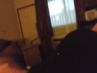 Having pleasure in motel with window open