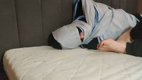 Foot smelling at the end of the bed (Front view)