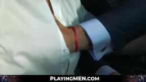 PlayingMen.com - Classy hunk Sunny Colucci's doggystyle pounding by a businessman