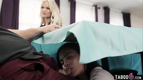 Cheating accountant husband in a love triangle with client Violet Starr and his MILF wife Rachael Cavalli