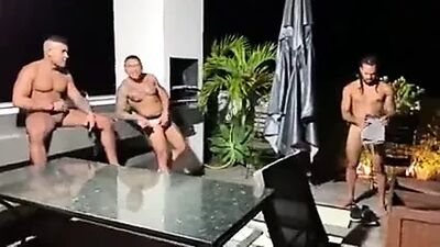 Bareback gay orgy in the house